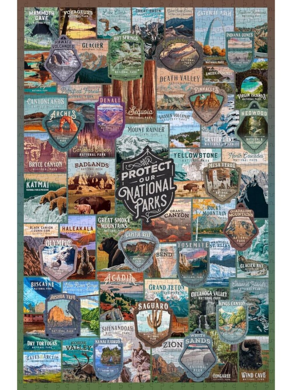 1000-Piece National Parks Puzzle - Explore All 63 U.S. Parks, Fun Family